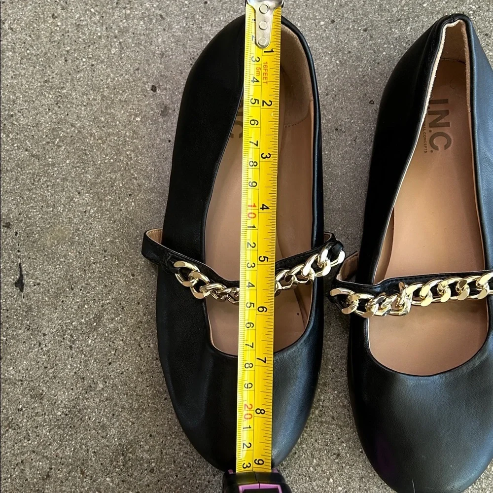 Kids INC Black Mary Jane Flats with Gold Chain